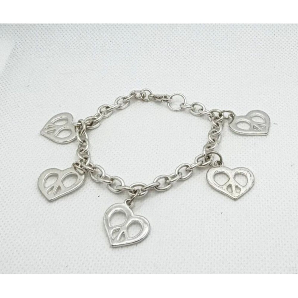 Cute Heart Peace Sign Charm Bracelet